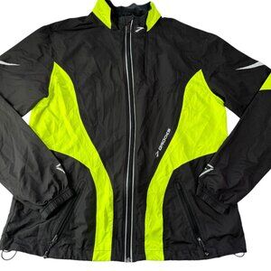BROOKS Running Reflective Silver Black Yellow Hi Vis Visibility Jacket Wmns XL